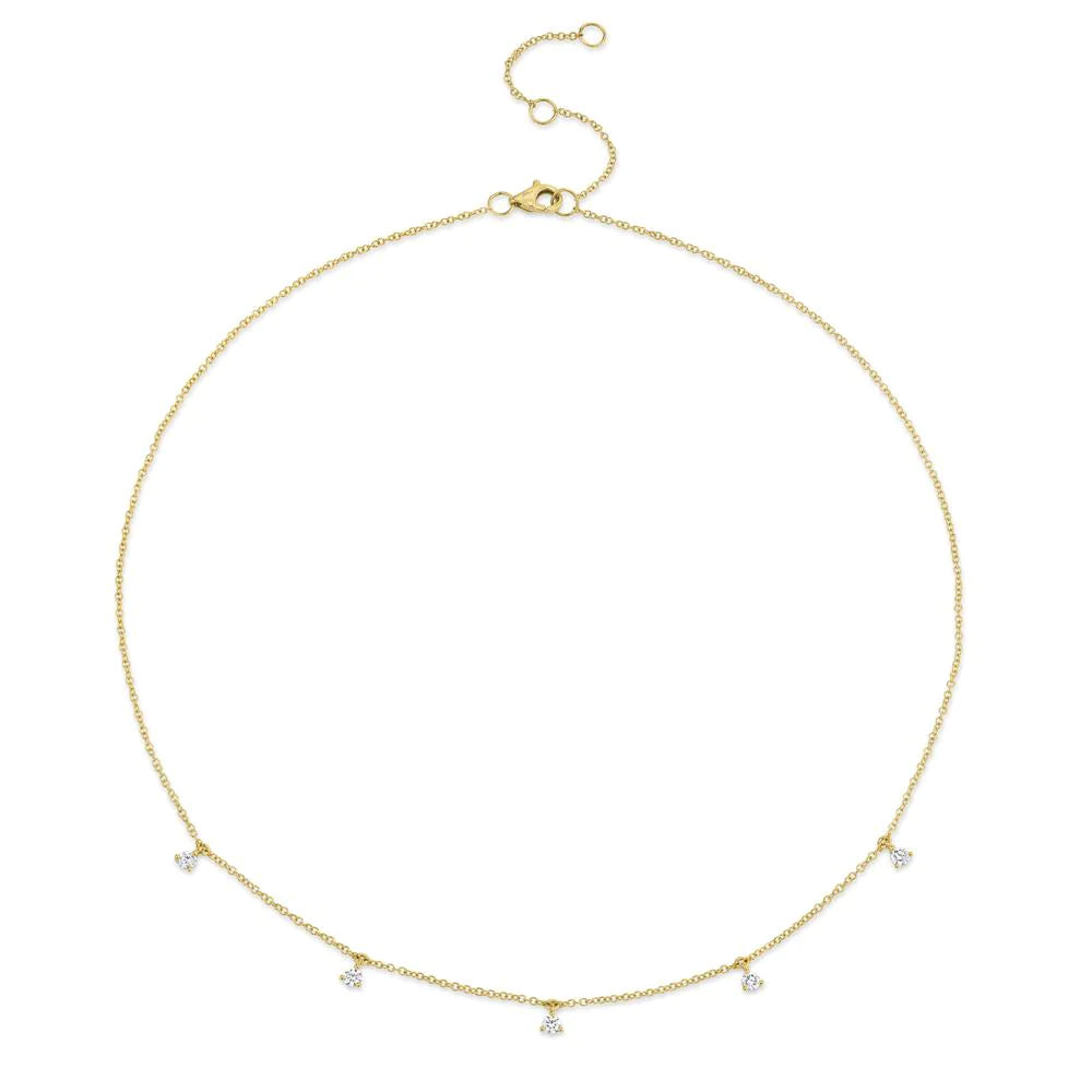 Women’s vintage gold necklace-0.30ctw Diamond Station Necklace