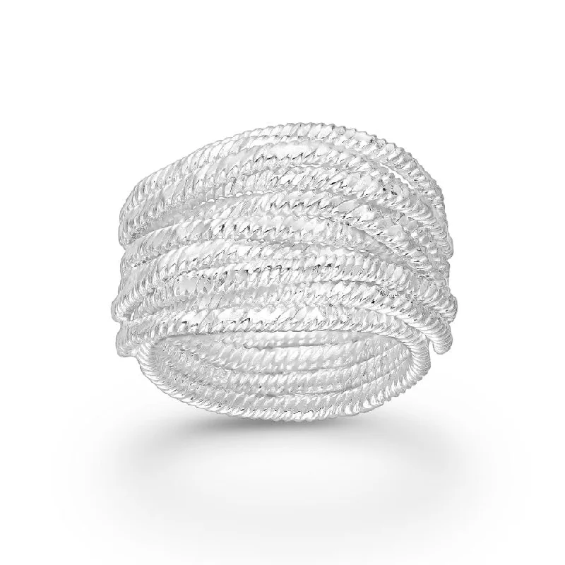 Women’s gemstone ring-Sterling Silver Rope Multi-Band Ring