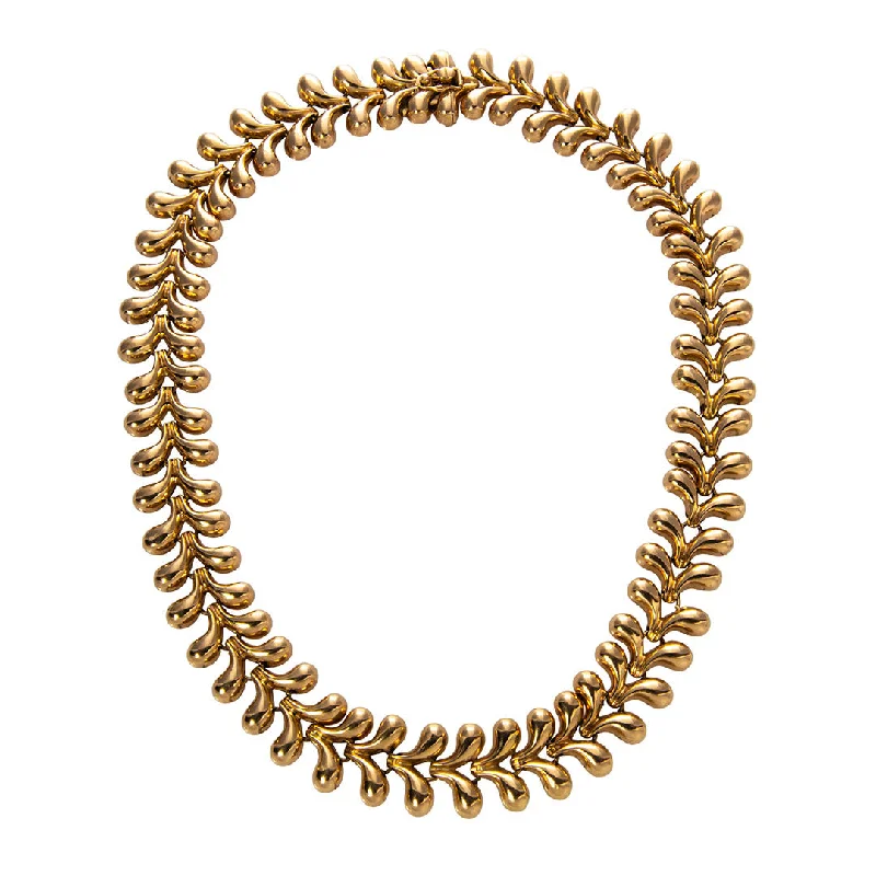 Women’s necklace set-Estate 18K Yellow Gold Scalloped Collar Necklace