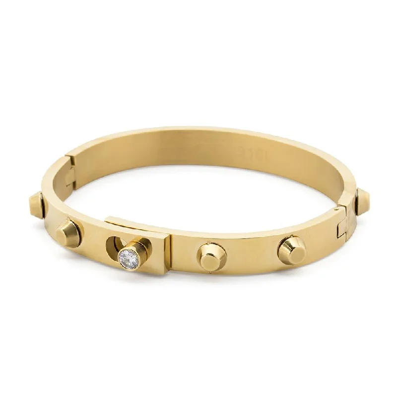 Women’s exclusive bangle-Stainless Steel Studded Bangle with Crystal Gold Plated