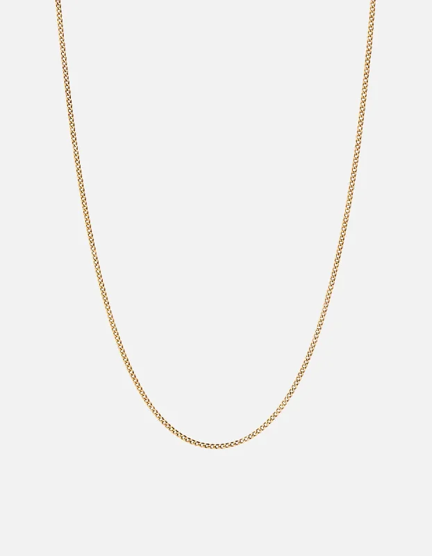 Women’s minimalist gold necklace-2mm Cuban Chain Necklace, Gold